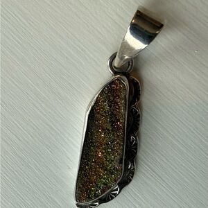 Sterling Silver Pendant with Yellow Stone